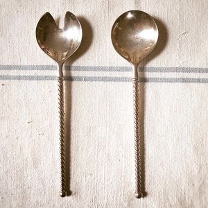 Vintage Italian Silver Plated Zinc Salad Tongs